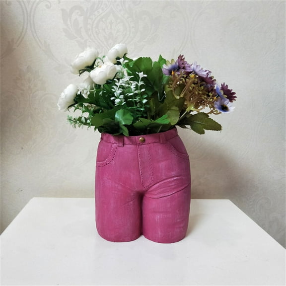 TONGYIJIA Resin Jeans Vase, Denim Shaped Flower Pot, Novelty Spring Decor Vase, Creative Tabletop Centerpiece, Unique Accent Piece For Living Room Or Dining Table