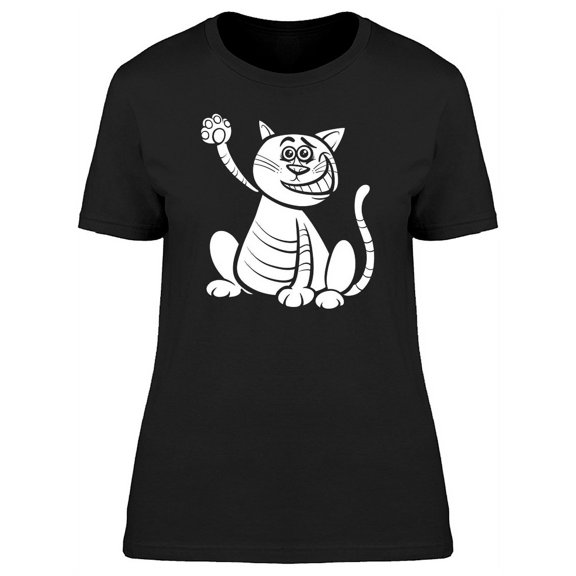 Happy Kitten Greeting Cartoon T-Shirt Women -Image by Shutterstock, Female XX-Large