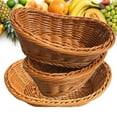 thumbnail image 4 of Wicker Bread Basket Woven Tabletop Food Fruit Vegetables Serving Restaurant Serving Basket/ Imitation Rattan Small Fruit And Dessert Plate Bw2, 4 of 7