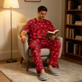 thumbnail image 4 of CCRFTGI Men's Pajama Sets Summer Pjs Short Sleeve Camo Sleepwear Lightweight Pajamas 2 Pieces with Pockets Deep Red S, 4 of 6