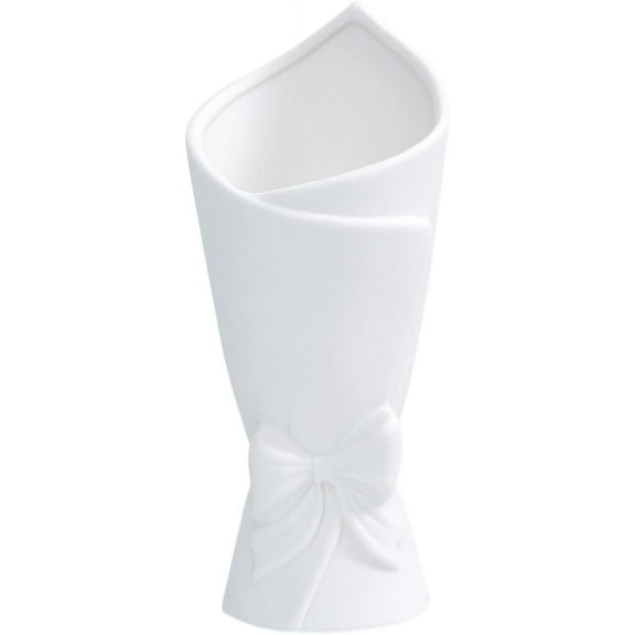 Matte White Bowknot Ceramic Vase, Modern Flower Vases for Home Decor, Pampas, Living Room, Mantel, Table Decoration (Model B)