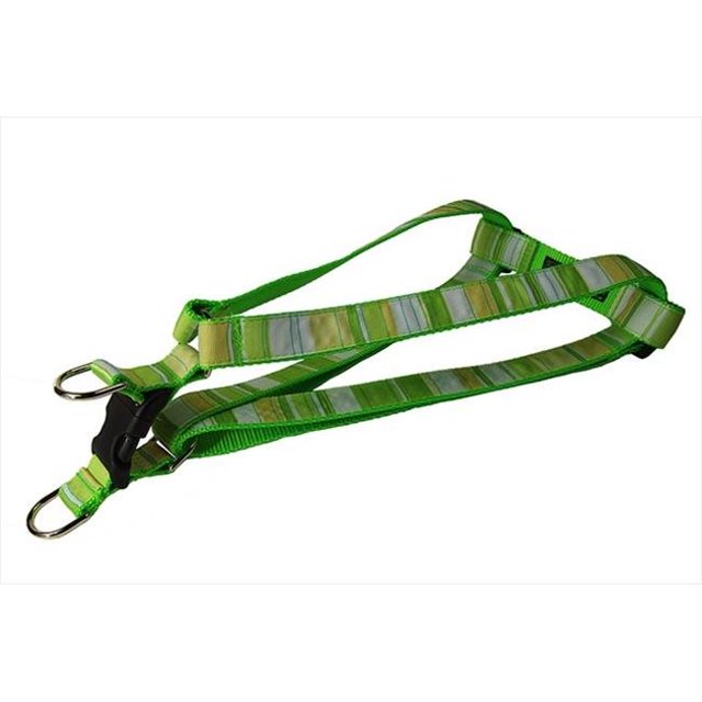 STRIPE-GREEN-MULTI2-H Multi Stripe Dog Harness, Green - Small