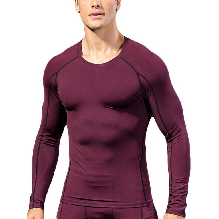 Men's Compression Shirts Long Sleeve Athletic Workout Tops Gym