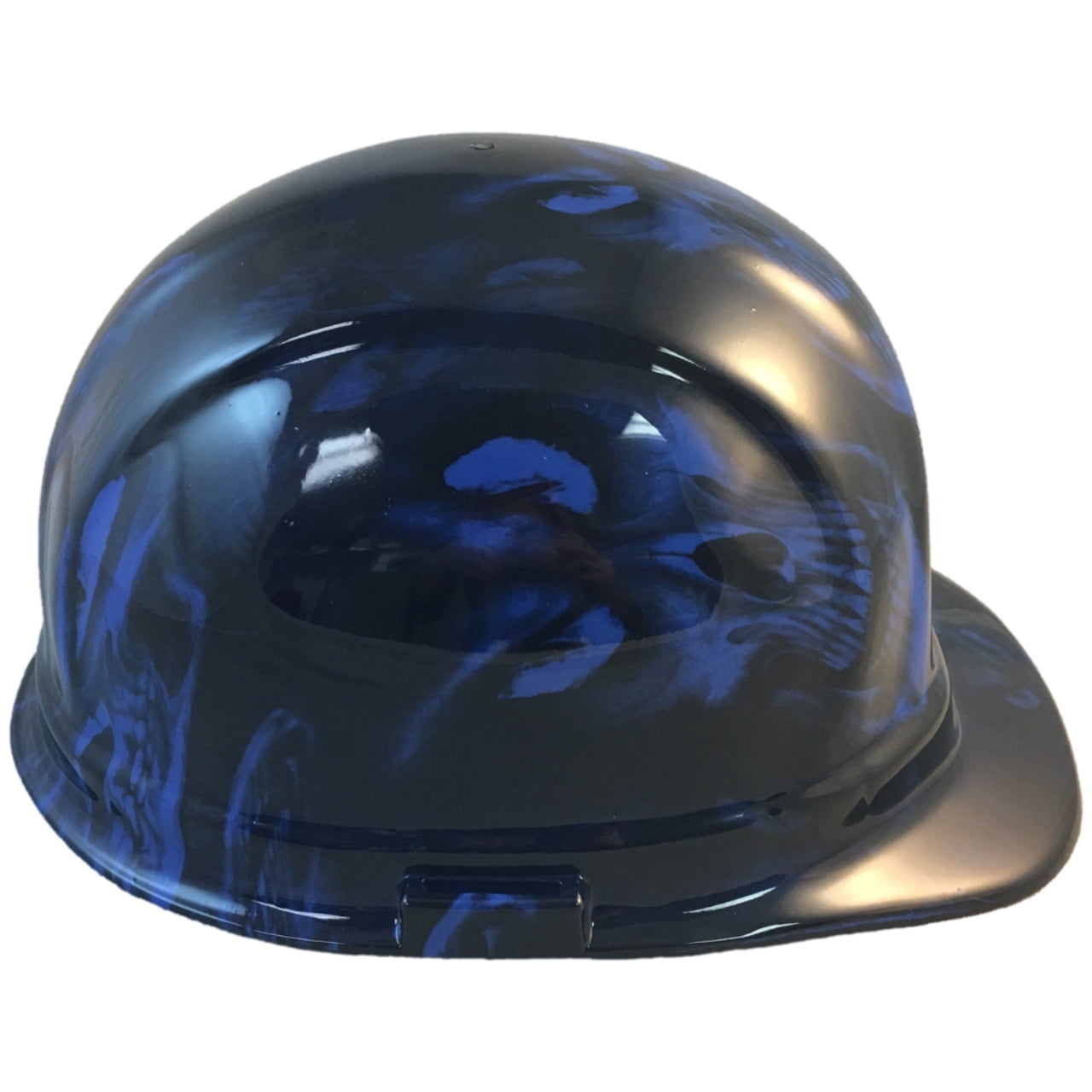 Hades Skull Blue Hydro Dipped Hard Hats Cap Style with 4 Pt Suspension
