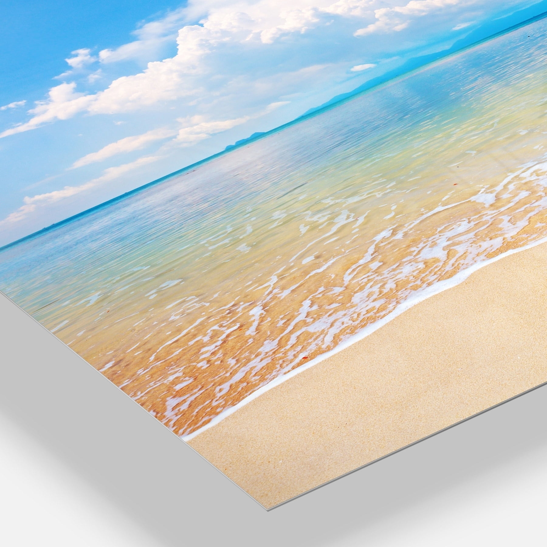 Designart 'Large Clouds Over Calm Beach' Metal Wall Art