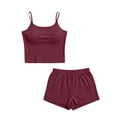 thumbnail image 5 of AherBiu Pajamas Set for Women Soft Comfy Sets Ribbed Cami Tank Tops with Shorts 2 Piece Sleepwear Loungewear, 5 of 5