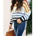 thumbnail image 3 of Amidoa Blue Sweater Tops for Women Striped Light Long Sleeve Fall Cute Pullover Sweaters Womens Cardigan Sweaters S, 3 of 3