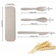thumbnail image 1 of Juego de cubiertos portátiles de paja de trigo, reutilizables, cuchillo, tenedor y cuchara, ideal para viajes, picnics, camping y uso diario (beige)., 1 of 6