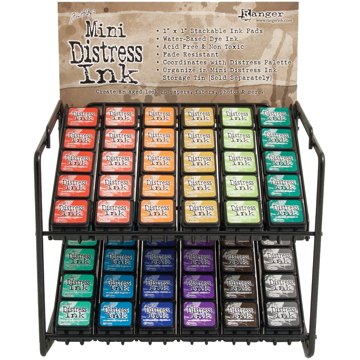 Distress Mini Ink Pad 60pc Display Assortment 25 Each of 12 Colors