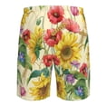 thumbnail image 6 of Kll Sunflower Cornflower Poppy Men'S Casual Summer Beach Shorts Hawaiian Shorts With Pockets-Large, 6 of 9