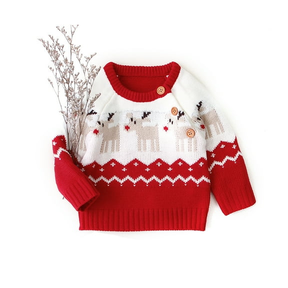 Christmas Newborn Infant Baby Boy Girl Knitted Sweaters 3M 6M 12M 18M Autumn Winter Warm Long Sleeve Deer Top Xmas Baby Clothing