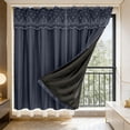 thumbnail image 3 of Double Layer Blackout Curtains Thermal Insulated Room Darkening Drapes, No-Drill Rental Friendly Adhesive Window Coverings for Bedroom, Bay Window, Living Room & Home Window Privacy Decor, Purple, 3 of 7