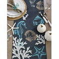 thumbnail image 2 of Fennco Styles Coastal Collection Sea Life Embroidered Table Runner 16 x 70 Inch - Navy Blue Table Cover for Everyday Use, Family Gathering, Banquets and Special Occasion, 2 of 4