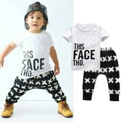 Summer Baby Boy Toddler Casual T-shirt Tops+Harem Pants 2pcs Outfits Set 0-5Y