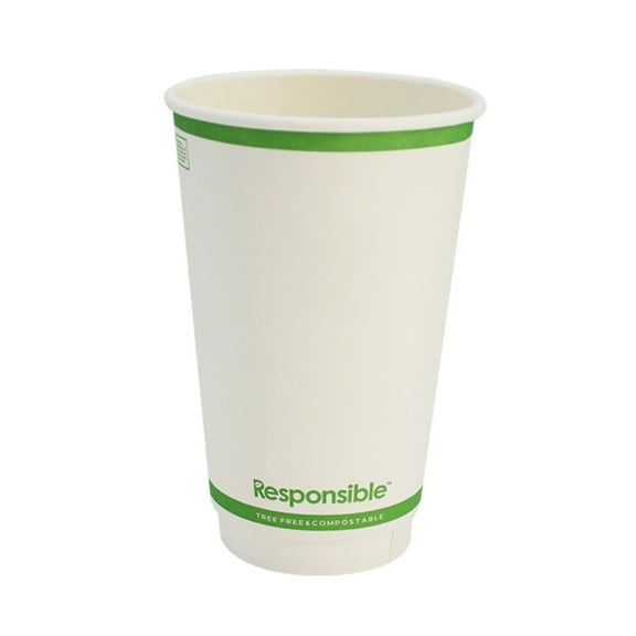 16 oz Smooth Insulated Hot Cups | Tree-Less™ Compostable Paper