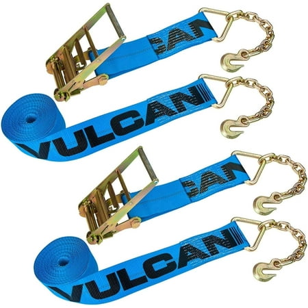 

JSTCL Ratchet Strap with Chain Anchors - 4 Inch x 30 Foot - 2 Pack - 6 600 Pound Safe Working Load