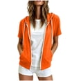 thumbnail image 2 of Otntypg Full Zip up Athletic Hoodie Jackets for Women Lightweight Thin Casual Fall Short Sleeve Drawstring Hooded Pullover Sweatshirts Basic Slim Fit Outwear Jacket with Pockets, 2 of 8