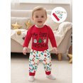 thumbnail image 3 of Loicainy Newborn Infant Baby Boy Christmas Clothes Set 3 6 12 18 Months Letter Embroidery Long Sleeve Romper Lights String Pattern Long Pants and Hat 3Pcs Outfit, 3 of 9