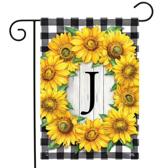 Briarwood Lane Sunflowers Monogram J Garden Flag