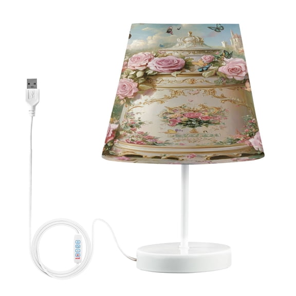 BZSMCE Table Lamp Creative White Postbox Painting Simple Pattern Night Light