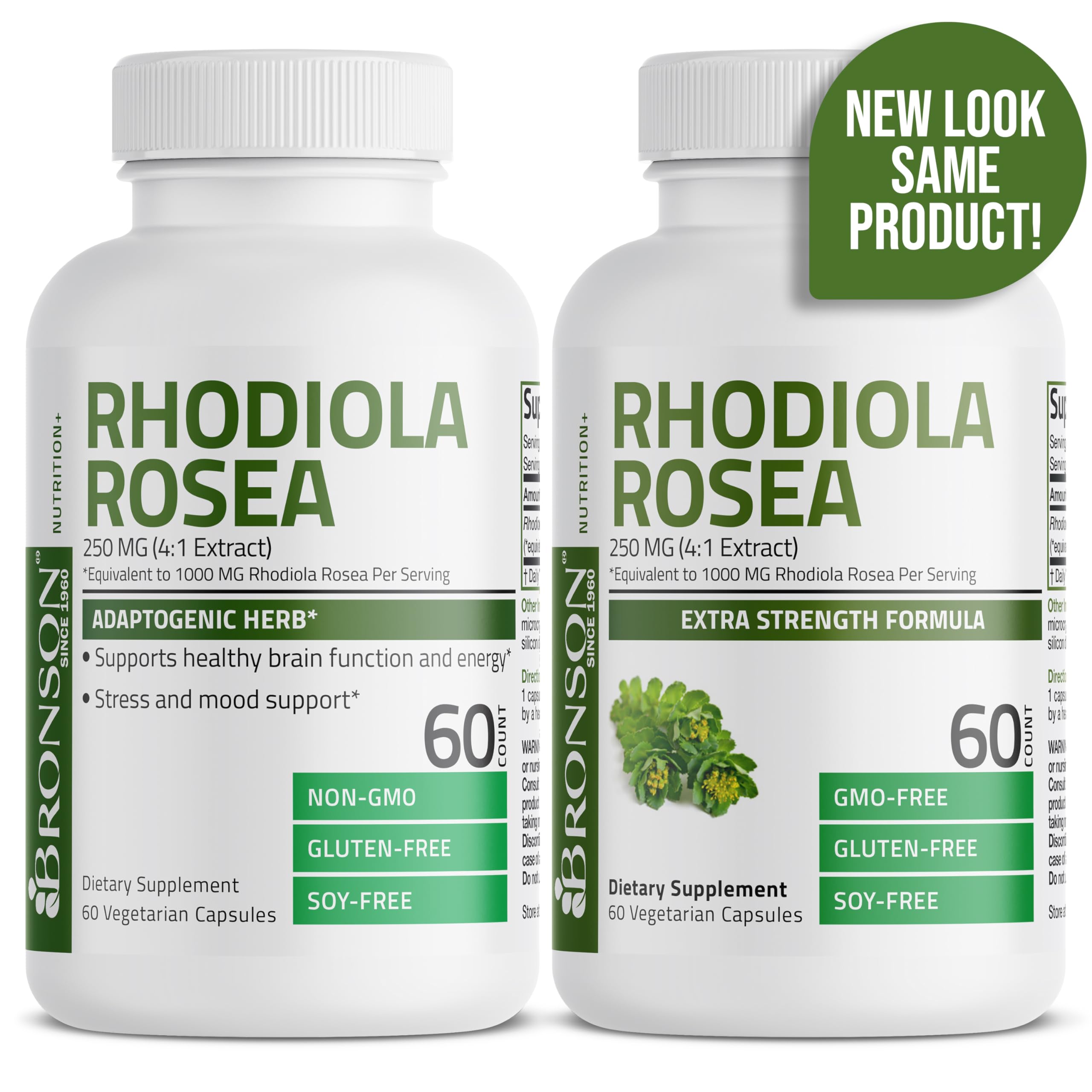 Bronson Rhodiola Rosea Vegetarian Capsules - Adaptogenic Herb - Brain 