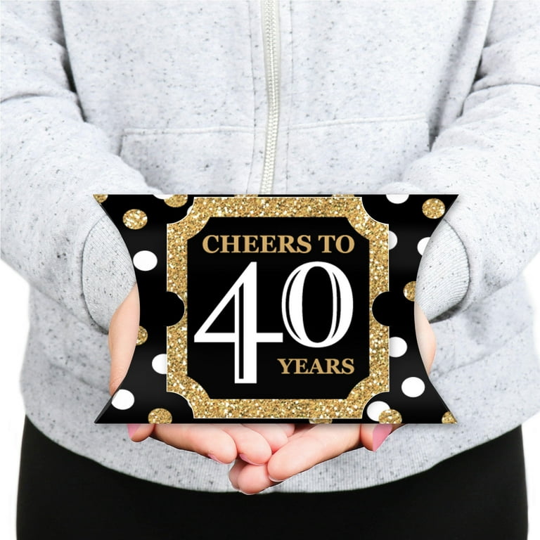 Big Dot of Happiness Adult 40th Birthday - Gold - Favor Gift Boxes