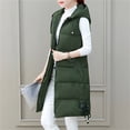 thumbnail image 4 of Niaviben Long Puffer Vest Women Hooded Vest Warm Vest for Women Womens Jackets Dressy Casual Women Vests Denim Vest Plus Size Winter Coats for Women Green XL, 4 of 5