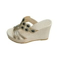 thumbnail image 6 of Mepaouo Espadrille Wedges for Women Platform High Heels Sandals Open Toe Slingback Slip on Slides Shoes, 6 of 7
