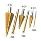 thumbnail image 2 of Juego de 6 brocas escalonadas con ranura en espiral HSS para madera y metal con revestimiento de titanio, 2 of 5