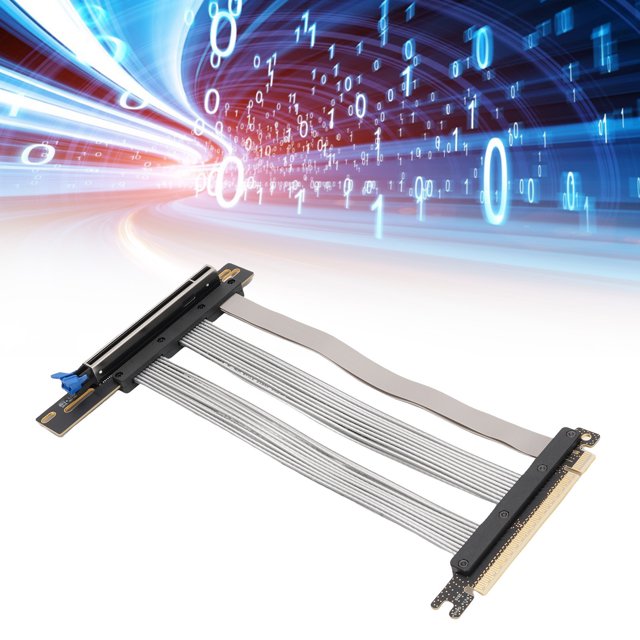 PCIe 5.0 Riser Cable 16X with 128GBs, EMI Shielded GPU Extension for RTX5090 4090 RX7900XTX, Backward Compatible ITX Water Cooling Gaming PC M.2 SSD Expansion