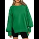 thumbnail image 1 of Sudaderas de Gran Tamaño para Mujer, Cuello Redondo, Larga, Informales, Holgadas, con Abertura, Otoño 2025 Verde L, 1 of 8