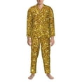 thumbnail image 3 of Fotbe Gold Glitter Pattern Long Sleeve Pajama Set for Men,Sleepwear Set,2-piece Loungewear Set,Soft PJs Comfy Nightwear with Pockets-Large, 3 of 7
