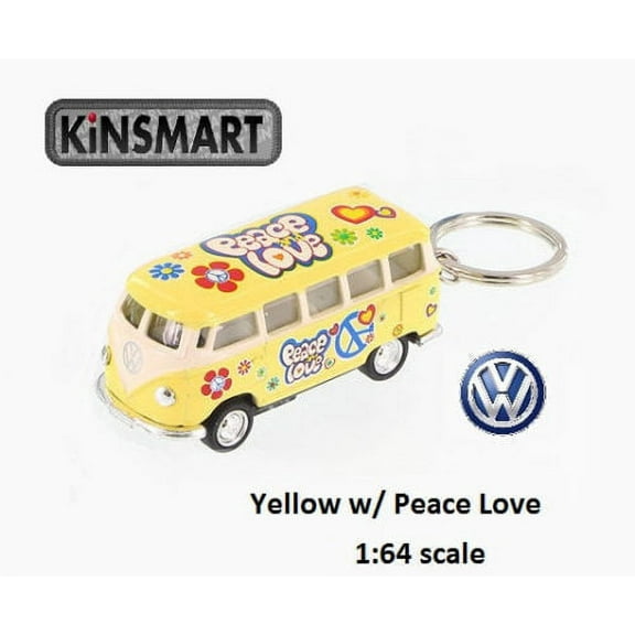 2.5" Kinsmart 1962 Volkswagen Bus Diecast Toy Keychain 1:64 Decal Pastel Yellow