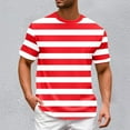 thumbnail image 2 of Big and Tall Shirts for Men European Color Blocked Striped Navy Sailor Striped Men Casual Loose Comfortable Trendy Summer Beach Round Neck Short Sleeved T Shirt Mens V Neck T Shirts Thick Pack XL, 2 of 6