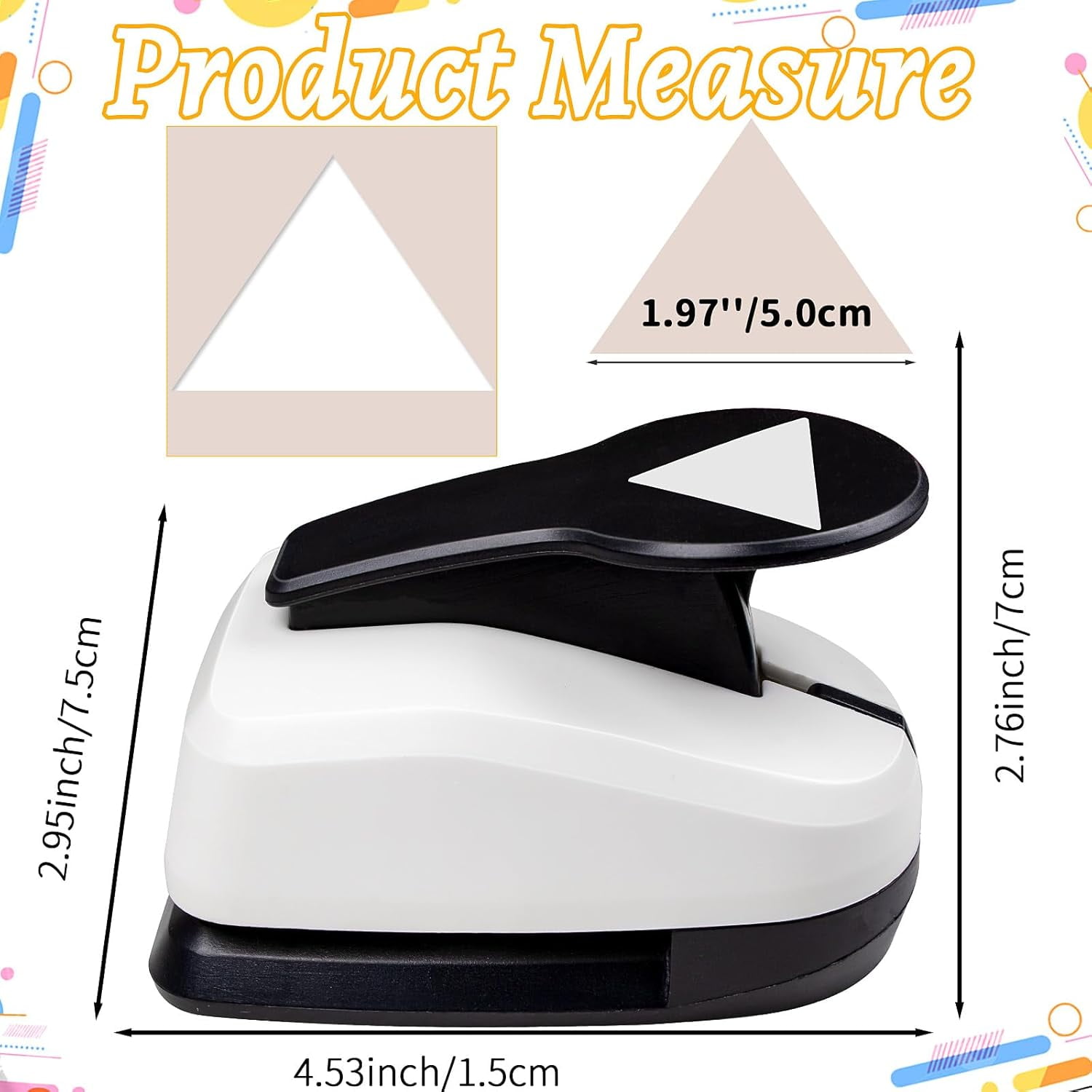 ABPETE Triangle Hole Punch 1.97 inch TrianglePunch Triangles Paper Punches Triangle Puncher for Crafts Triangles Shape Punch for Scrapbooking, Card Making, Paper Crafts