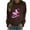 Brown, variant on WREESH Women's Pink Ribbon Print Sweatshirt Long Sleeve Loose Fit Casual Top Brown