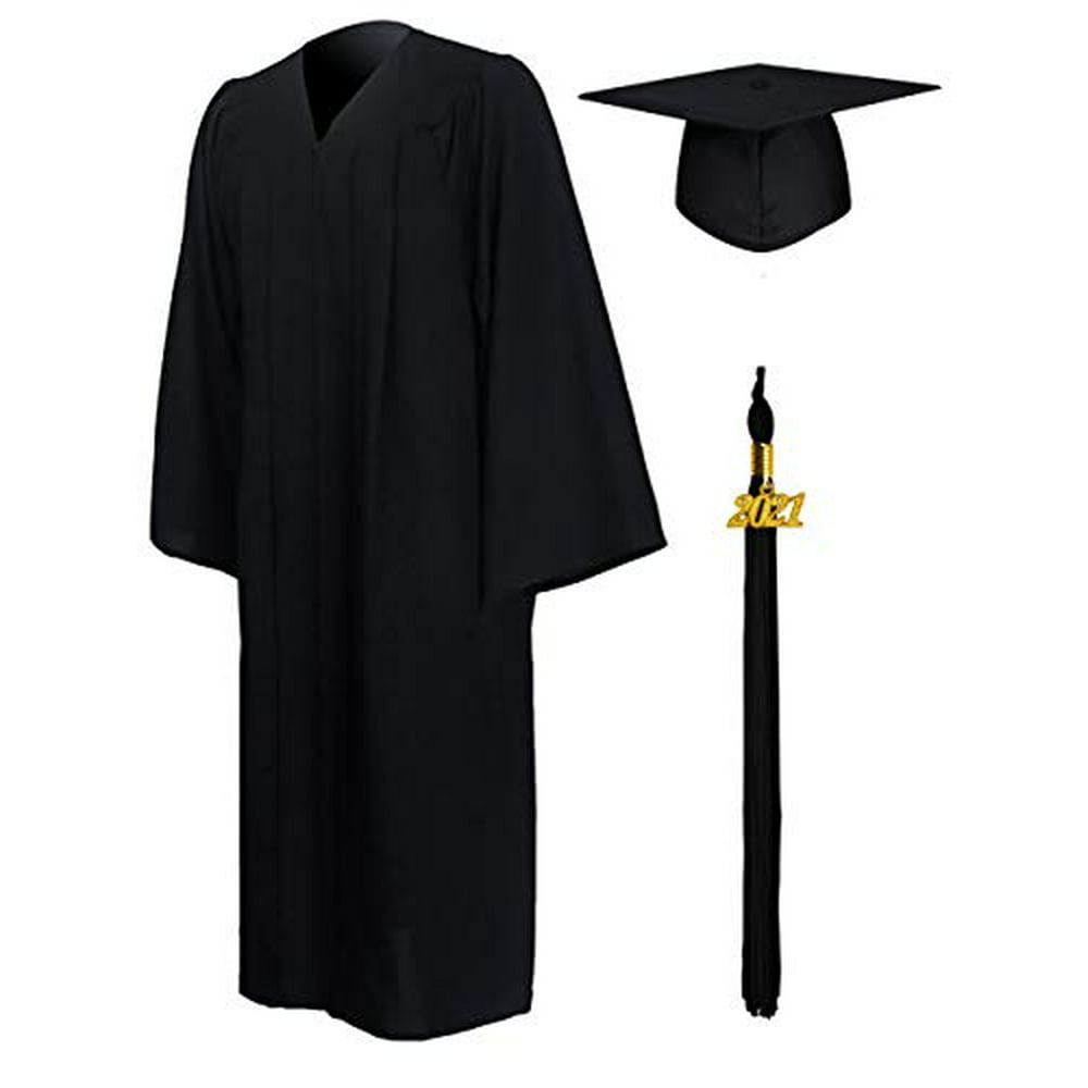 Graduationmall Matte Graduation Gown Cap Tassel Set 2021 For High
