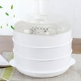 thumbnail image 3 of HomeLife Microwave Oven Steamer Round Plastic Bowl Dish Bun Dumpling Heater with Lid, 3 of 13