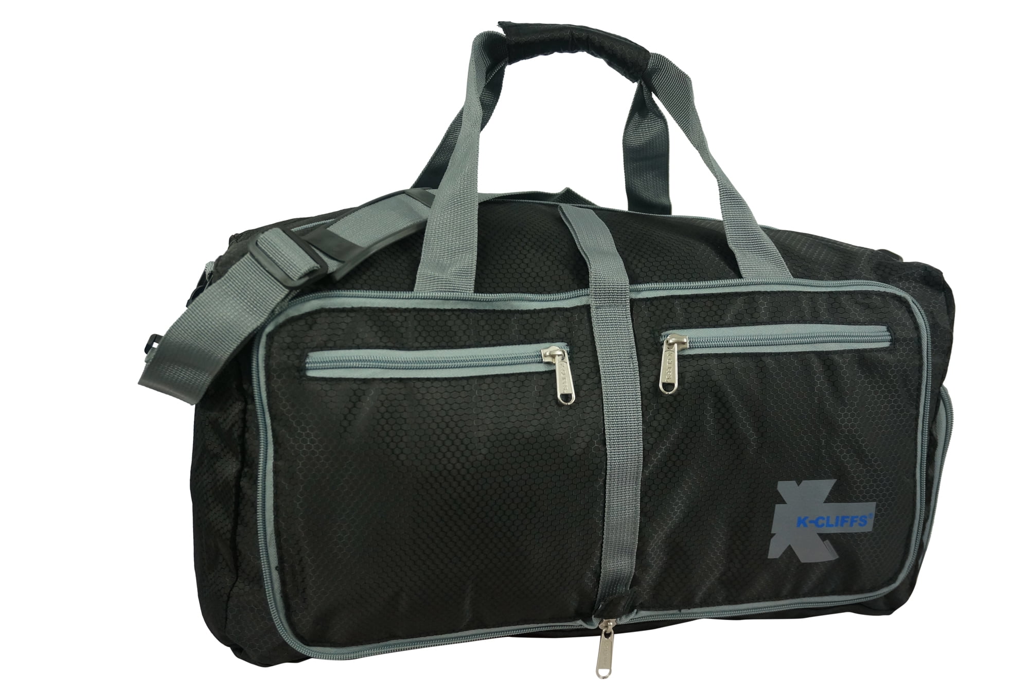 K-Cliffs  28" Foldable, Durable Duffel Bag. Lightweight Travel, Sport Gym Bag with Shoe Compartment,  Black
