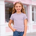 thumbnail image 2 of UngA Girls Ruffle Trim Shirts Kids Short Sleeve Ruffle Crew T Shirts Toddler Fashion Casual Workout Solid Pullover Tops (Purple,3-4 Years), 2 of 6
