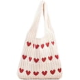 thumbnail image 1 of LHSHIDU Crochet Tote Bag Cute Aesthetic Bag Hearts Pattern Knitted Shoulder Bag Hollow Beach Bag for Women, 1 of 6