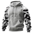 thumbnail image 2 of yuCgh Men's Camouflage Print Hoodie Sweatshirt, Plus Size Casual Sports Pullover, Durable Comfort Fit for Outdoor Activities and Casual Wear,Light Gray M, 2 of 6