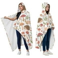 thumbnail image 2 of Wearable Blanket,Cute Hedgehogs and Red Mushrooms Snails Pattern Hooded Wearable Flannel Blanket for Adults & Teens with Buckle,Winter Poncho Shawl Wrap Cape,60"x80", 2 of 5