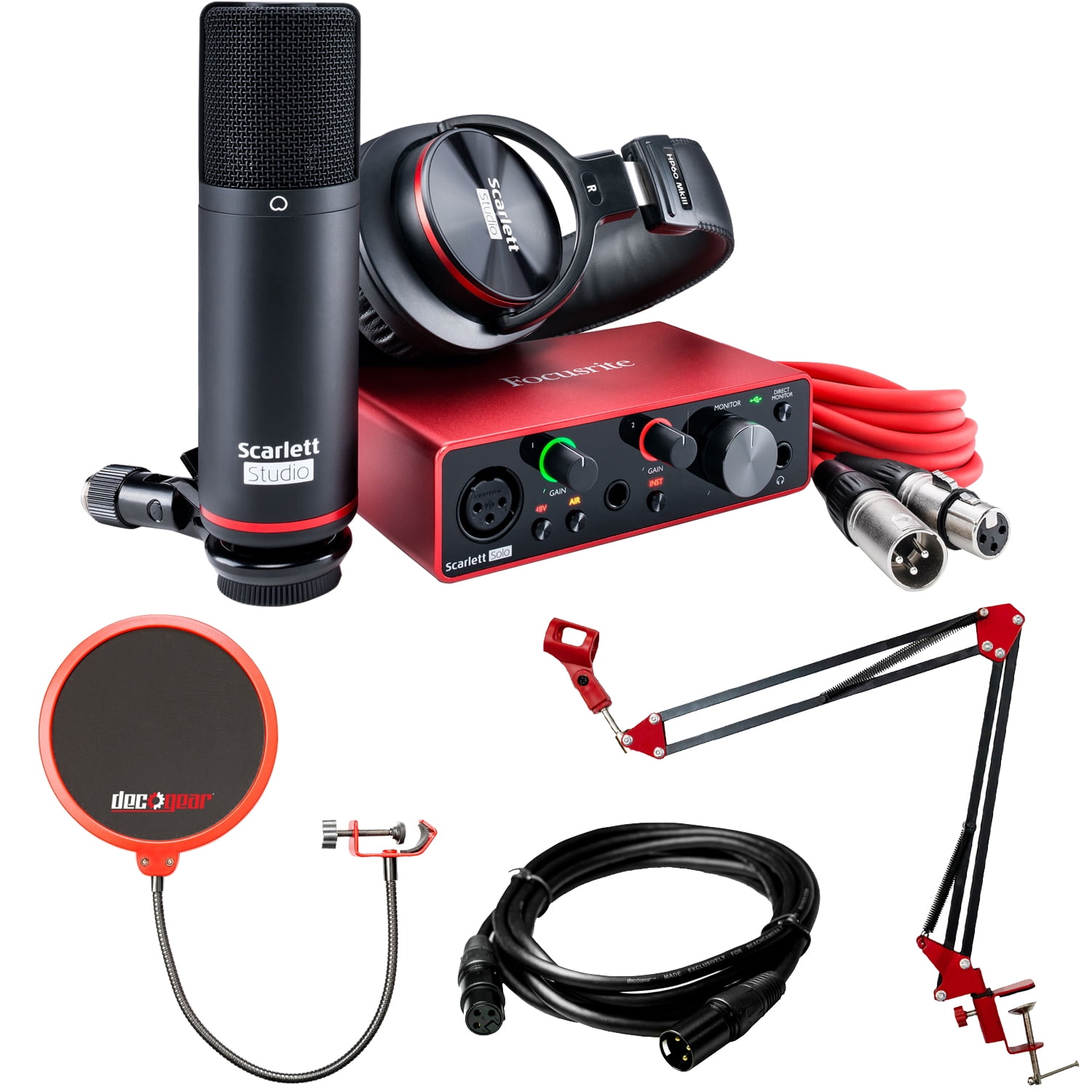 Focusrite Scarlett Solo Studio USB Audio Interface (3rd Gen) w/ Deco Gear  Recording Bundle - Walmart.com