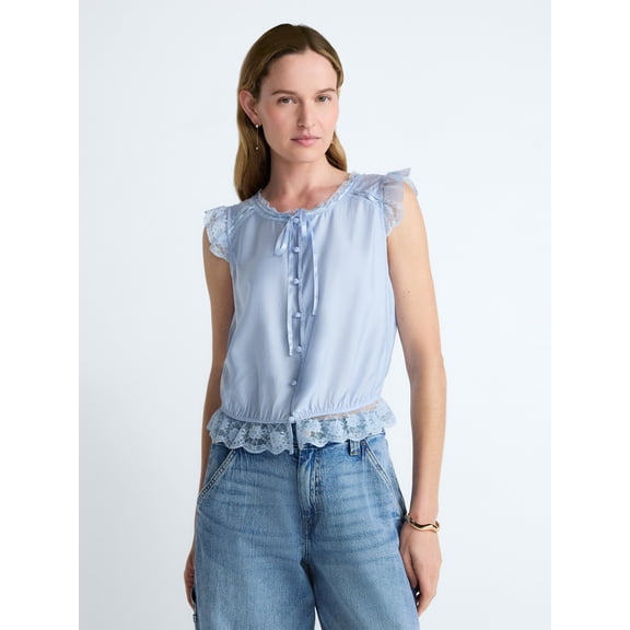 Scoop Women’s Day Lace Trim Top, Sizes XS-XXL