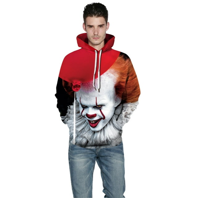 Pull Décontracté clown d'Halloween Impression 3D pour Amoureux, Grand Pull Ample Automne et Hiver
