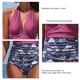 thumbnail image 4 of Traje de baño de una pieza para mujer, cuello en V profundo, espalda descubierta, estampado de flores, empalme, traje de baño Halter púrpura XXL, 4 of 5