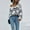 White, variant on AOOCHASLIY 2023 Womens Sweater Women's Fashion Sleeves V-Neck Stripe Loose Color Matching Tops Blouse Knitted Sweater