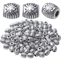 100pcs Antique Silver Barrel Spacer Beads Alloy Tibetan Spacers Drum Beads Loose Beads Charm Beads Crafts Supplies for Jewelry DIY Bracelet Necklace Making