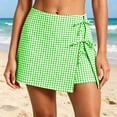 thumbnail image 6 of hoksml Women's Gingham Wrap Skort - Tie Front Mini Skirt with Built-In Shorts, Casual Summer Wear, 6 of 8